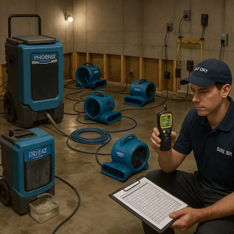 Structural Drying and Dehumidification process in Carlsbad, CA